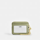 Coach Zip Card Case With Quilting Gold Pistachio