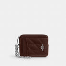 Coach Zip Card Case With Quilting Silver Maple
