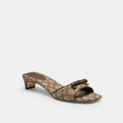 Women's Coach Bow Kitten Heel Sandal In Signature Jacquard Oak Maple