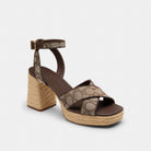 Women's Coach Block Heel Sandal In Signature Jacquard Oak Maple