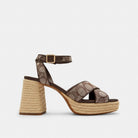 Women's Coach Block Heel Sandal In Signature Jacquard Oak Maple