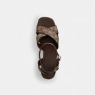 Women's Coach Block Heel Sandal In Signature Jacquard Oak Maple