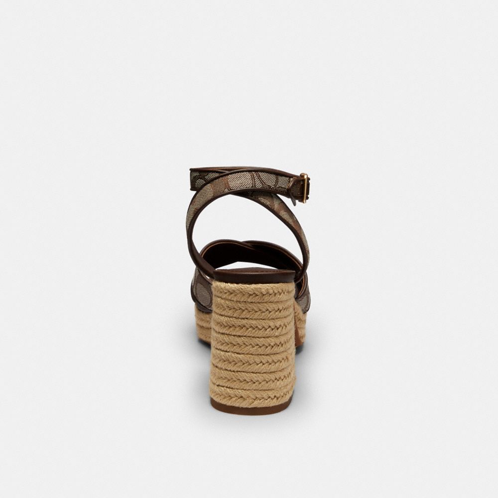 Women's Coach Block Heel Sandal In Signature Jacquard Oak Maple