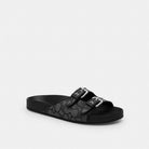 Women's Coach Two Band Buckle Sandal In Signature Jacquard Charcoal Black