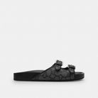 Women's Coach Two Band Buckle Sandal In Signature Jacquard Charcoal Black