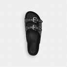 Women's Coach Two Band Buckle Sandal In Signature Jacquard Charcoal Black