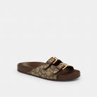 Women's Coach Two Band Buckle Sandal In Signature Jacquard Oak Maple