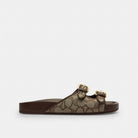 Women's Coach Two Band Buckle Sandal In Signature Jacquard Oak Maple