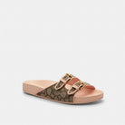 Women's Coach Two Band Buckle Sandal In Signature Jacquard Oak Candy Pink
