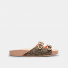 Women's Coach Two Band Buckle Sandal In Signature Jacquard Oak Candy Pink