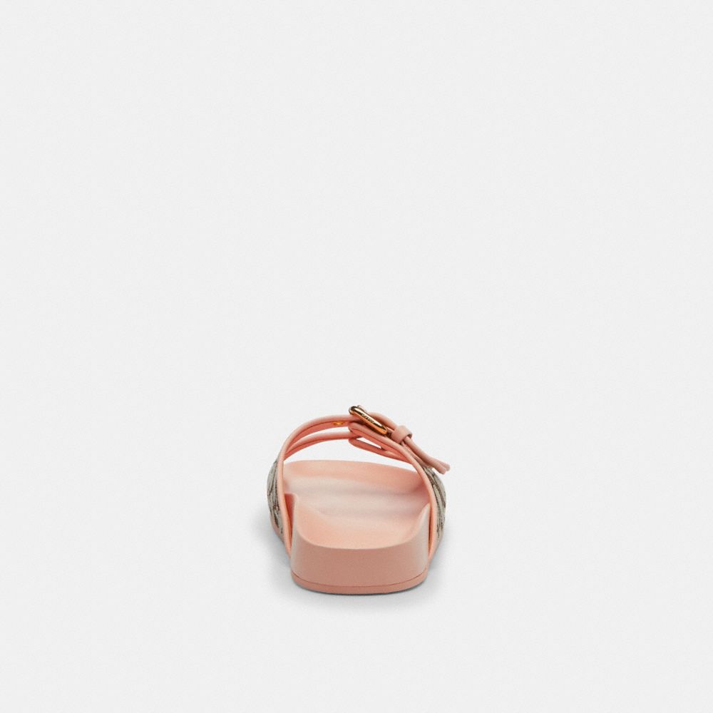 Women's Coach Two Band Buckle Sandal In Signature Jacquard Oak Candy Pink