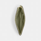 Coach Large Corner Zip Wristlet In Signature Leather Gold Pistachio