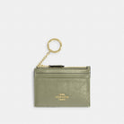 Coach Mini Skinny Id Case With Quilting Gold Pistachio
