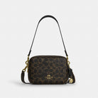 Coach Mini Carey Crossbody Bag In Loved Signature Canvas Gold Brown