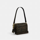 Coach Mini Carey Crossbody Bag In Loved Signature Canvas Gold Brown