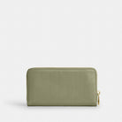 Coach Long Zip Around Wallet With Quilting Gold Pistachio