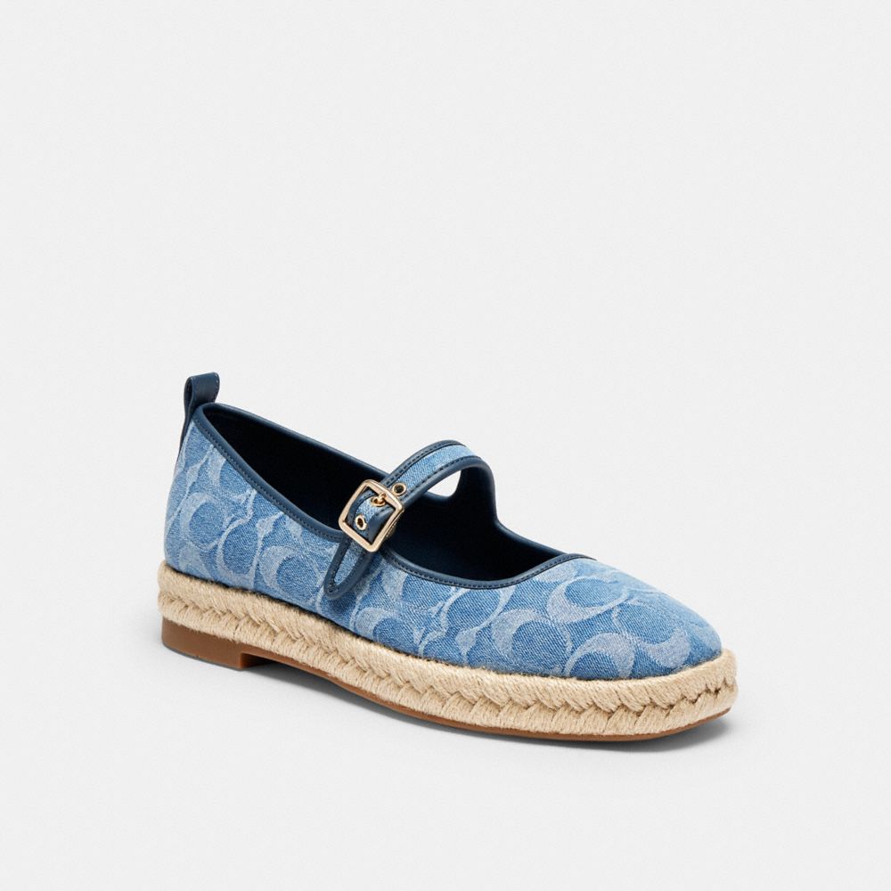 Women's Coach Mary Jane Espadrille In Signature Denim Indigo