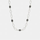 Coach Signature Link Enamel Chain Necklace Silver Black