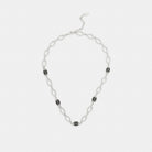 Coach Signature Link Enamel Chain Necklace Silver Black