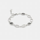 Coach Signature Link Enamel Chain Linear Bracelet Silver Black