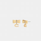 Coach Signature Bow Stud Earrings Gold