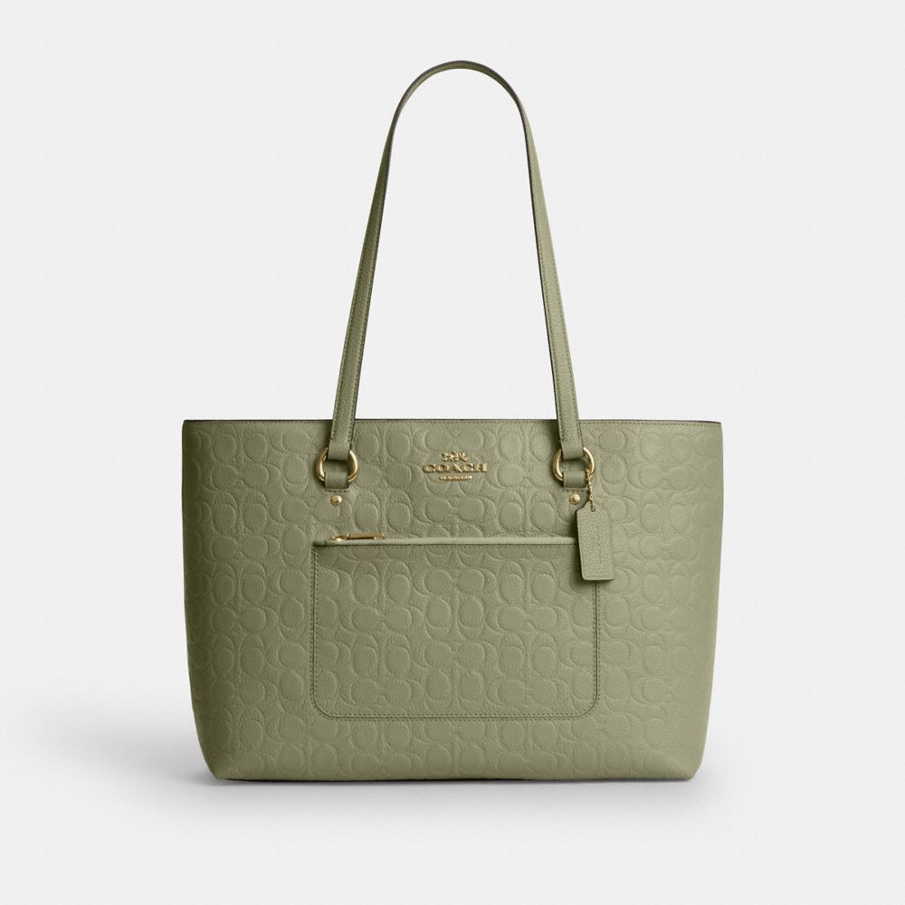 Coach Station Tote Bag In Signature Leather Gold Pistachio – Dawntown