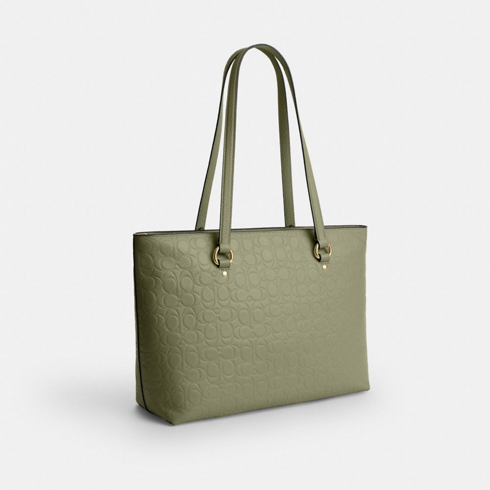 バッグ COACH Green Nubuck Tote Shoulder Handbag Coach Station Tote Bag In Signature Leather Gold Pistachio – Dawntown