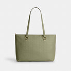 Coach Station Tote Bag In Signature Leather Gold Pistachio