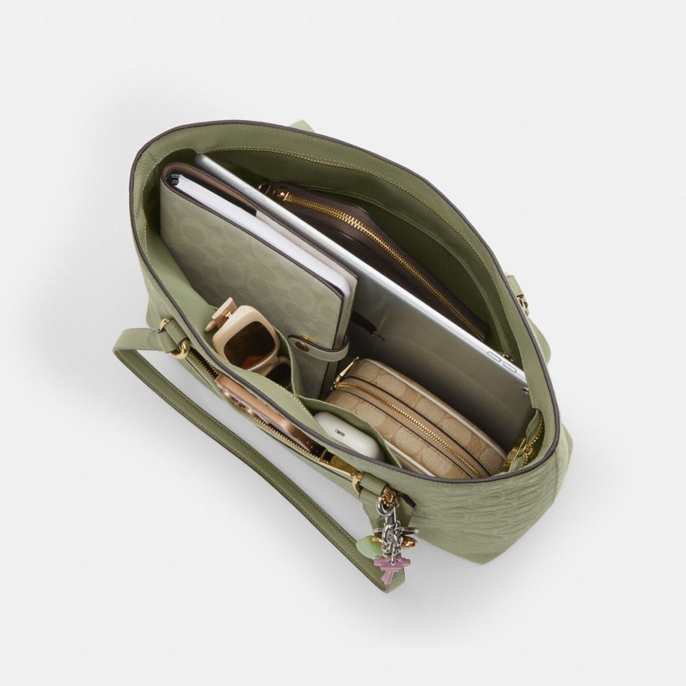 Coach Station Tote Bag In Signature Leather Gold Pistachio – Dawntown