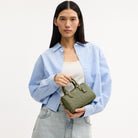 Coach Mini Rowan Crossbody Bag In Signature Leather Gold Pistachio