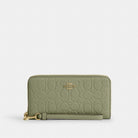 Coach Long Zip Around Wallet In Signature Leather Gold Pistachio