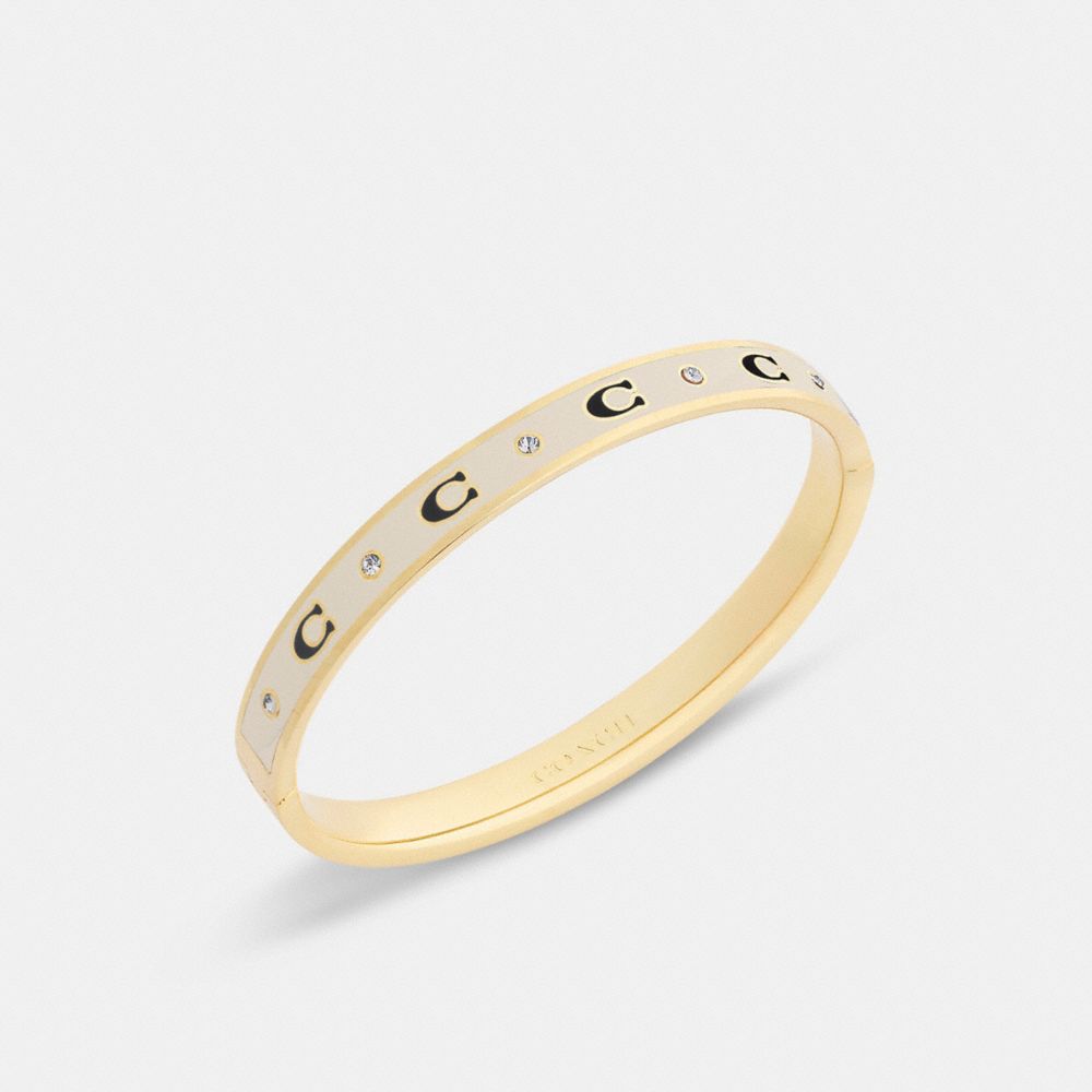 Coach Repeated C Hinged Bangle Gold Chalk