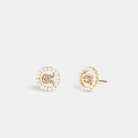 Coach Sculpted C Pearl Stud Earrings Gold