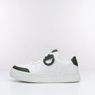 Side view of Icy CHNKS sneakers – white sneakers with green detailing for men and women