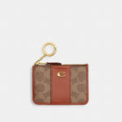 Coach Essential Mini Id Card Case In Signature Canvas Brass Tan Caramel