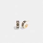Coach Signature Enamel Huggie Earrings Gold Black