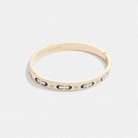 Coach Signature Enamel Hinged Bangle Gold White