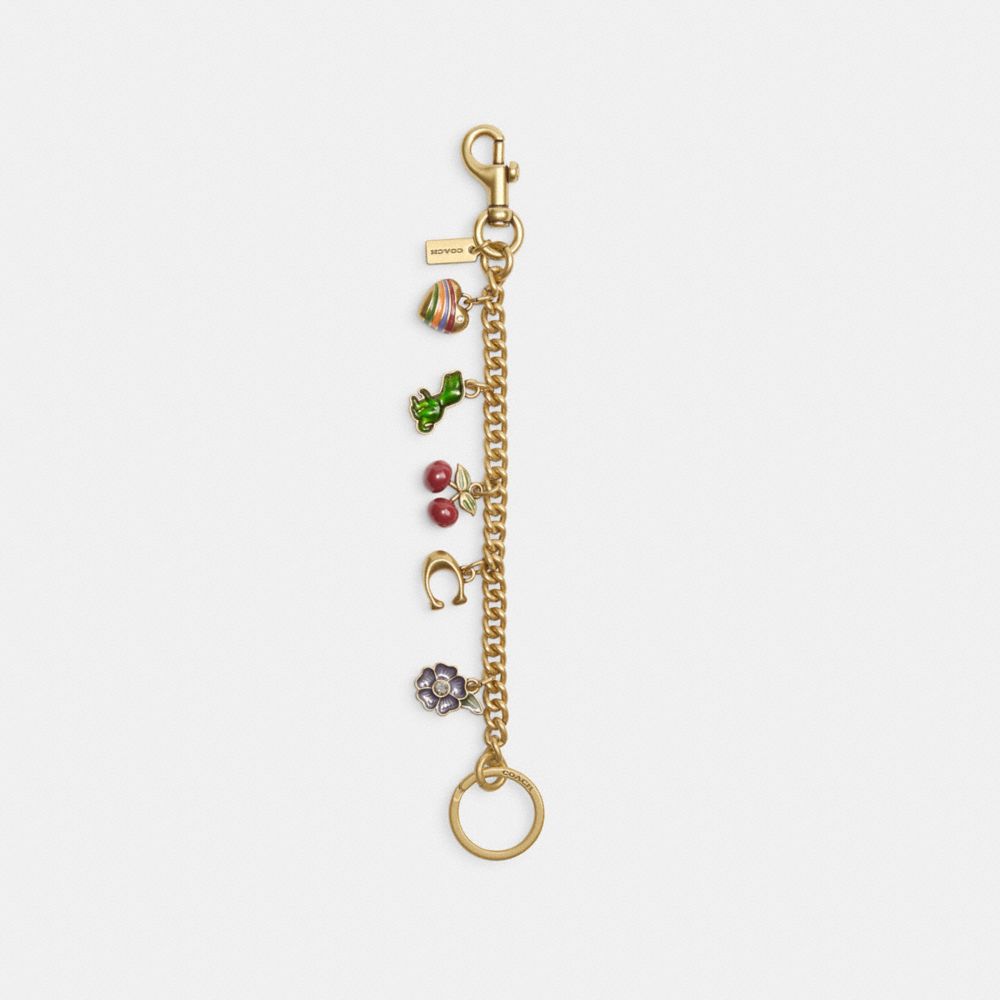 Coach Motif Chain Bag Charm Brass Multi