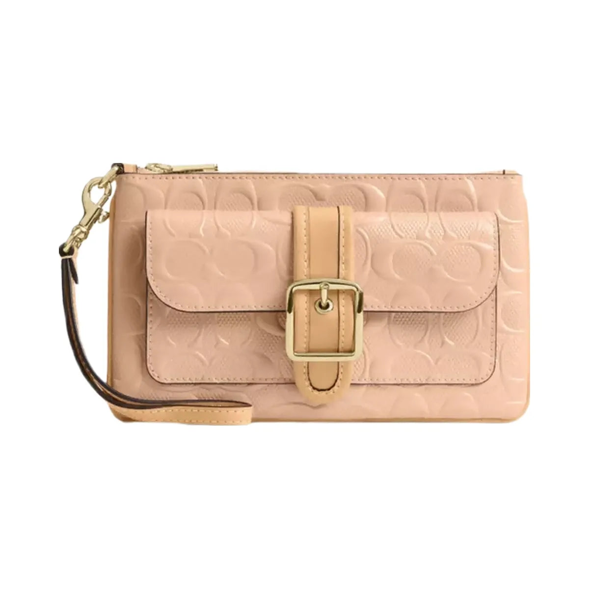 Coach Ashton Wristlet In Signature Leather in Gold Faded Blush