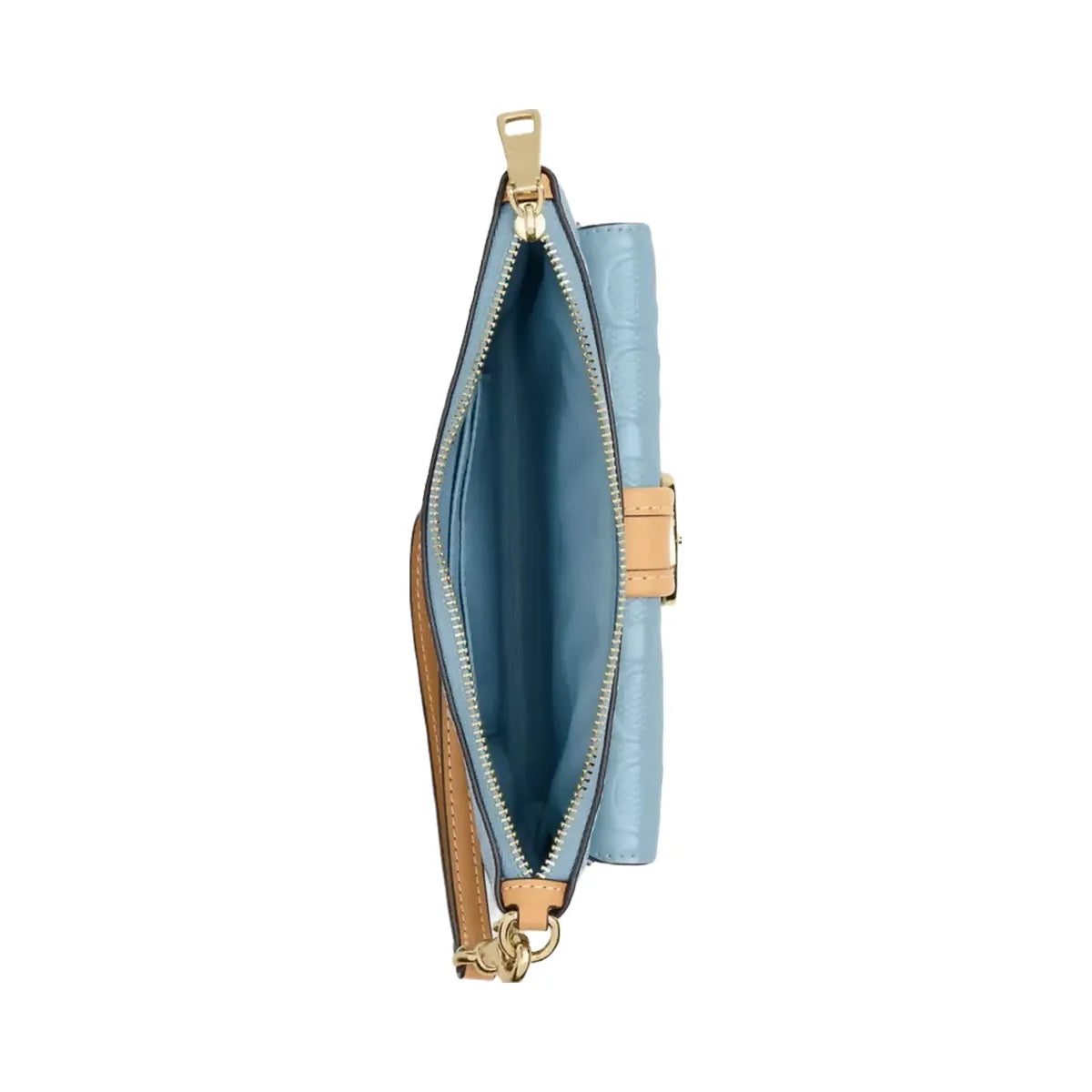 Coach Ashton Wristlet In Signature Leather in Gold Light Blue