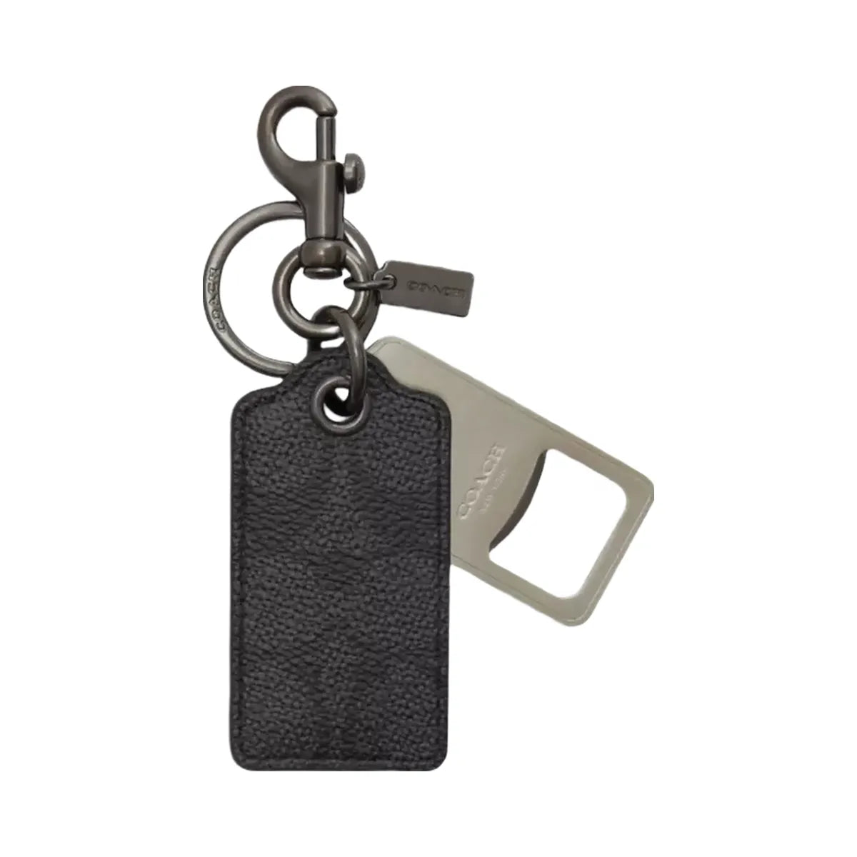 Coach Bottle Opener Key Fob In Signature Canvas in Gunmetal Charcoal