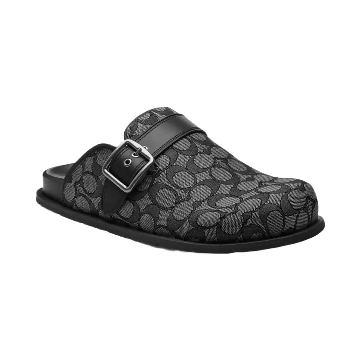 Coach Buckle Clog In Signature Jacquard in Graphite Black