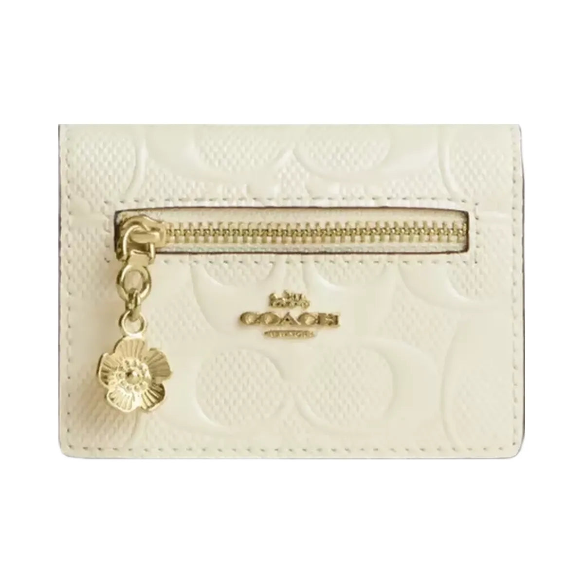 Coach Card Case With Charm In Signature Leather in Gold Light Lemon