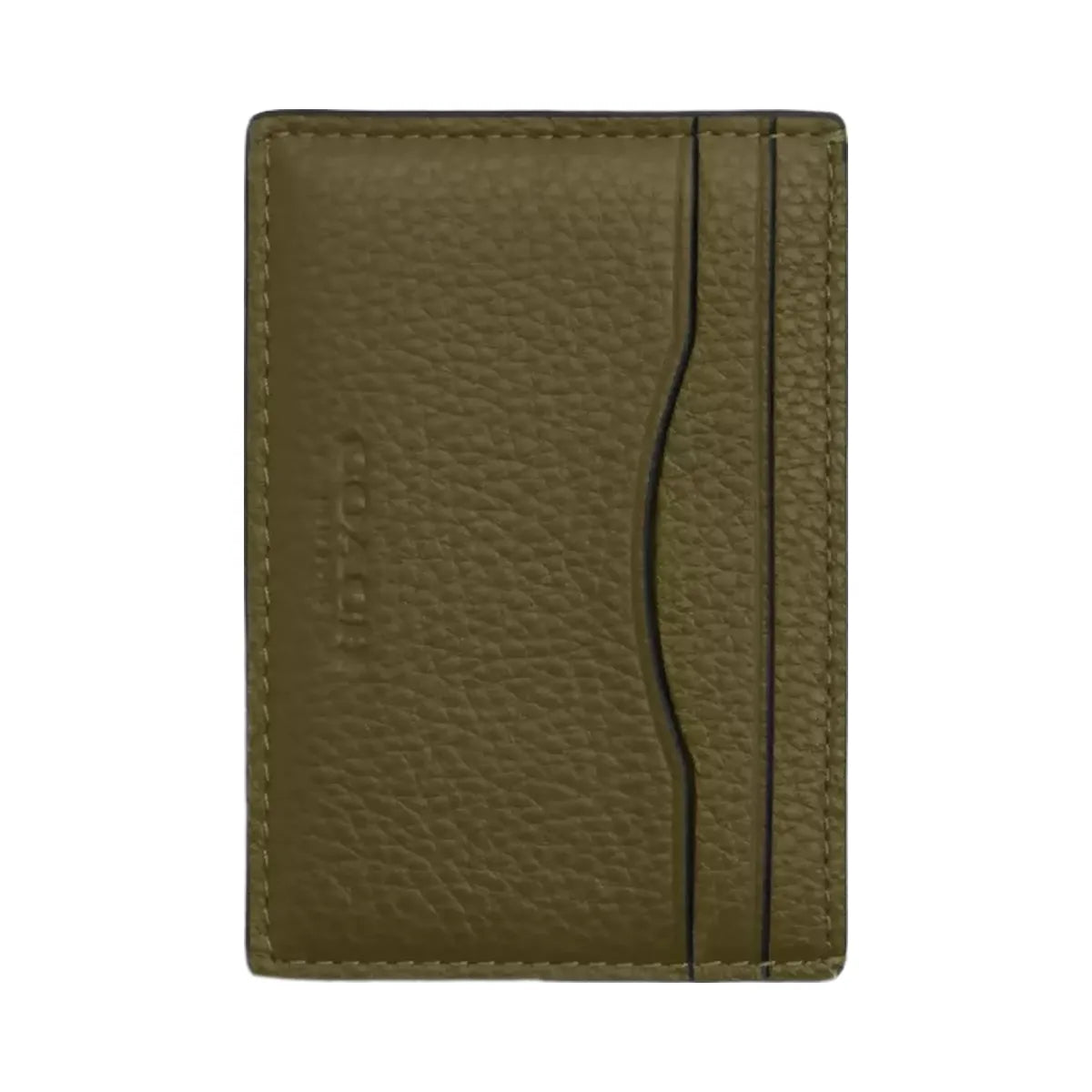 Coach Card Case With Money Clip in Silver Olive