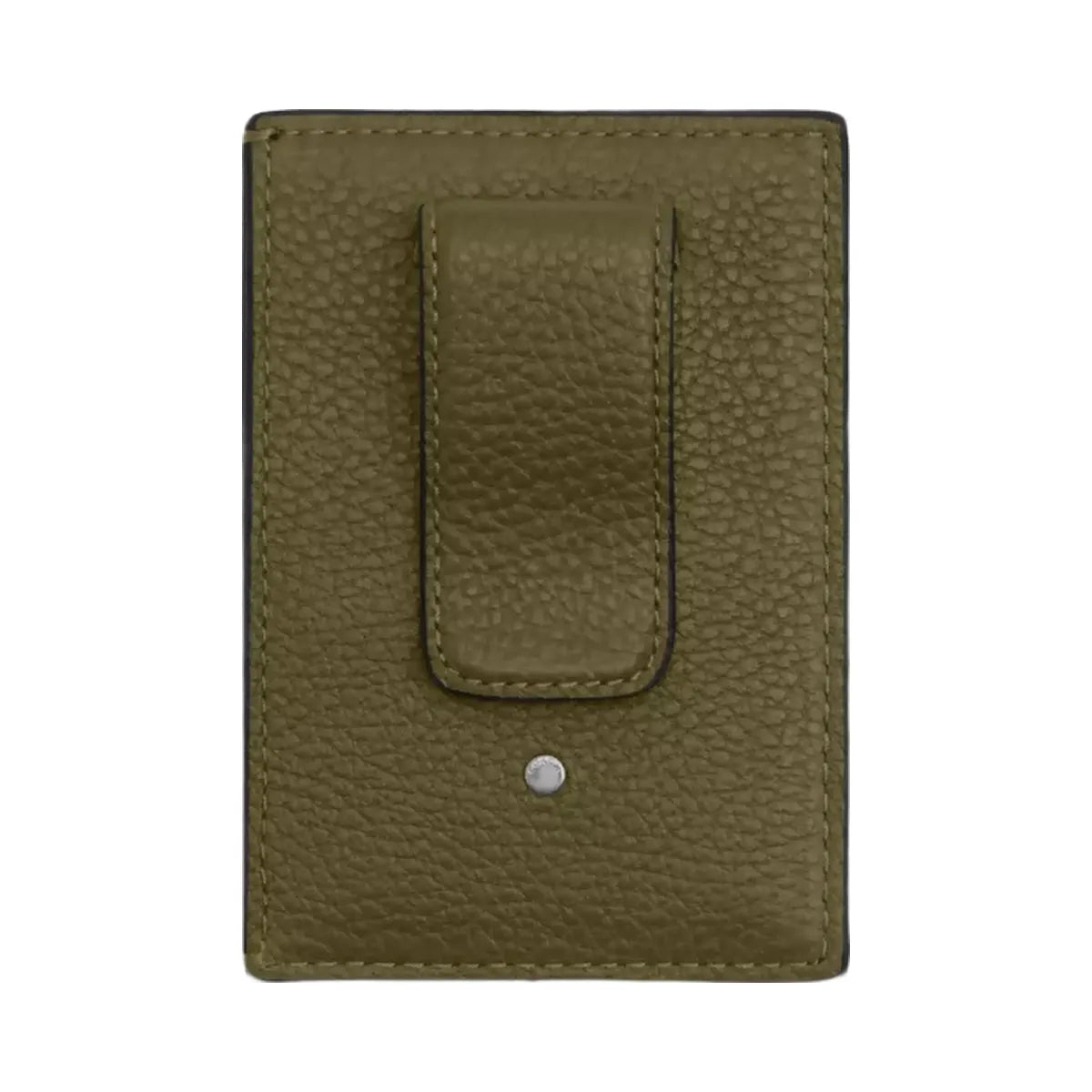 Coach Card Case With Money Clip in Silver Olive