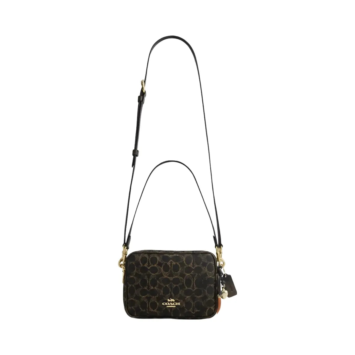Coach Carey Crossbody Bag In Loved Signature Canvas With Charms in Gold Brown
