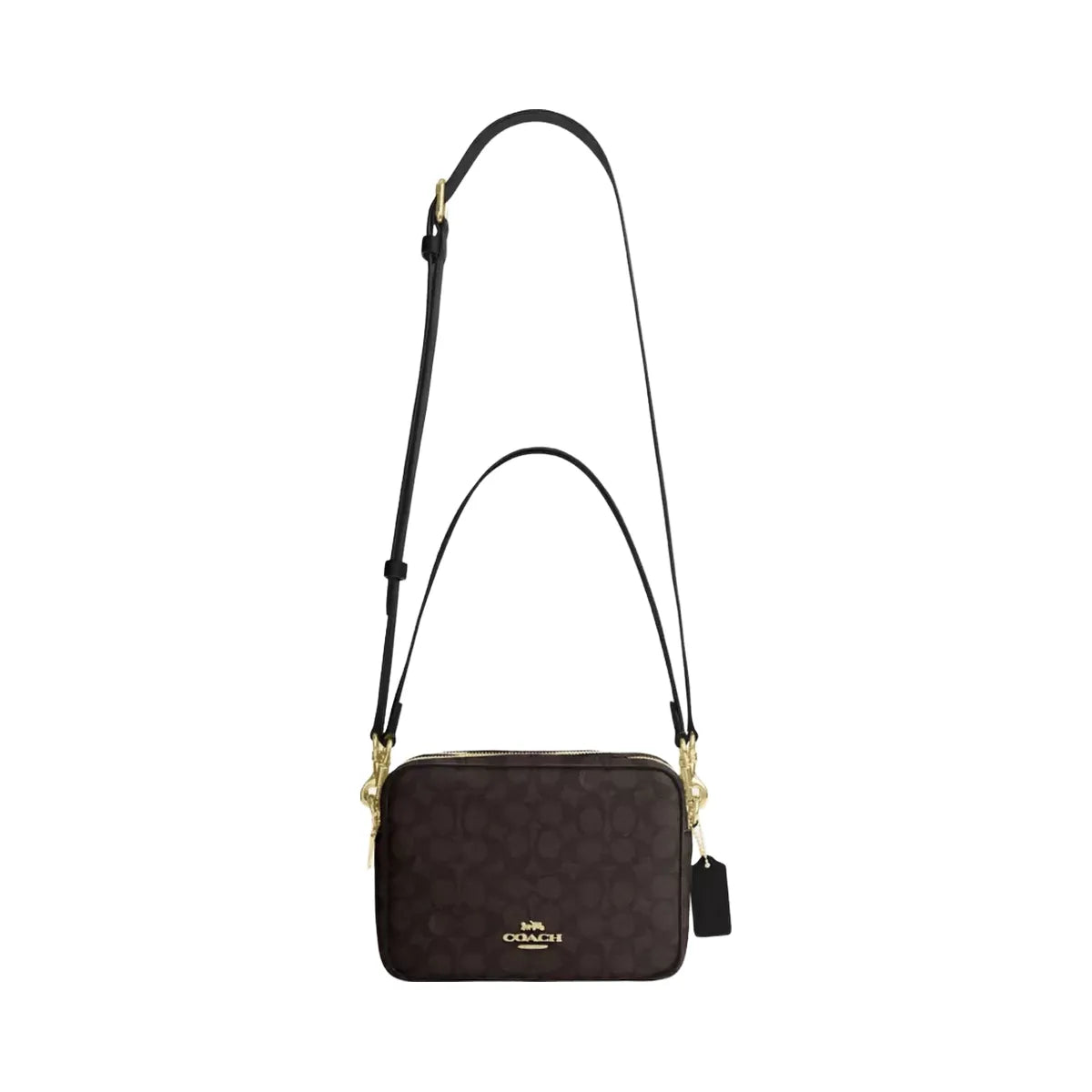 Coach Carey Crossbody Bag In Signature Canvas in Gold Walnut Black