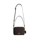 Coach Carey Crossbody Bag In Signature Canvas in Gold Walnut Black