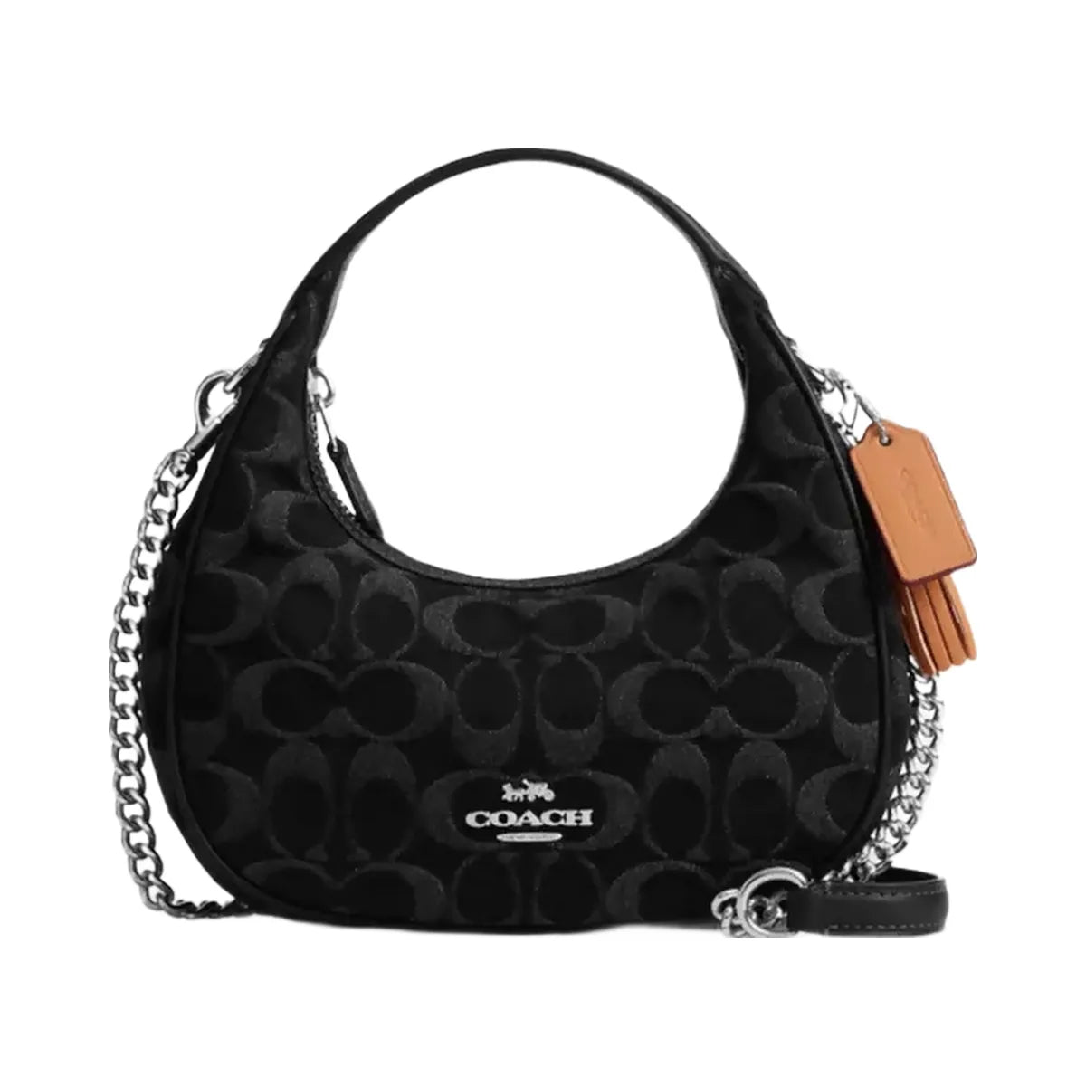 Coach Carmen Mini Crossbody Bag In Signature Denim in Silver Black