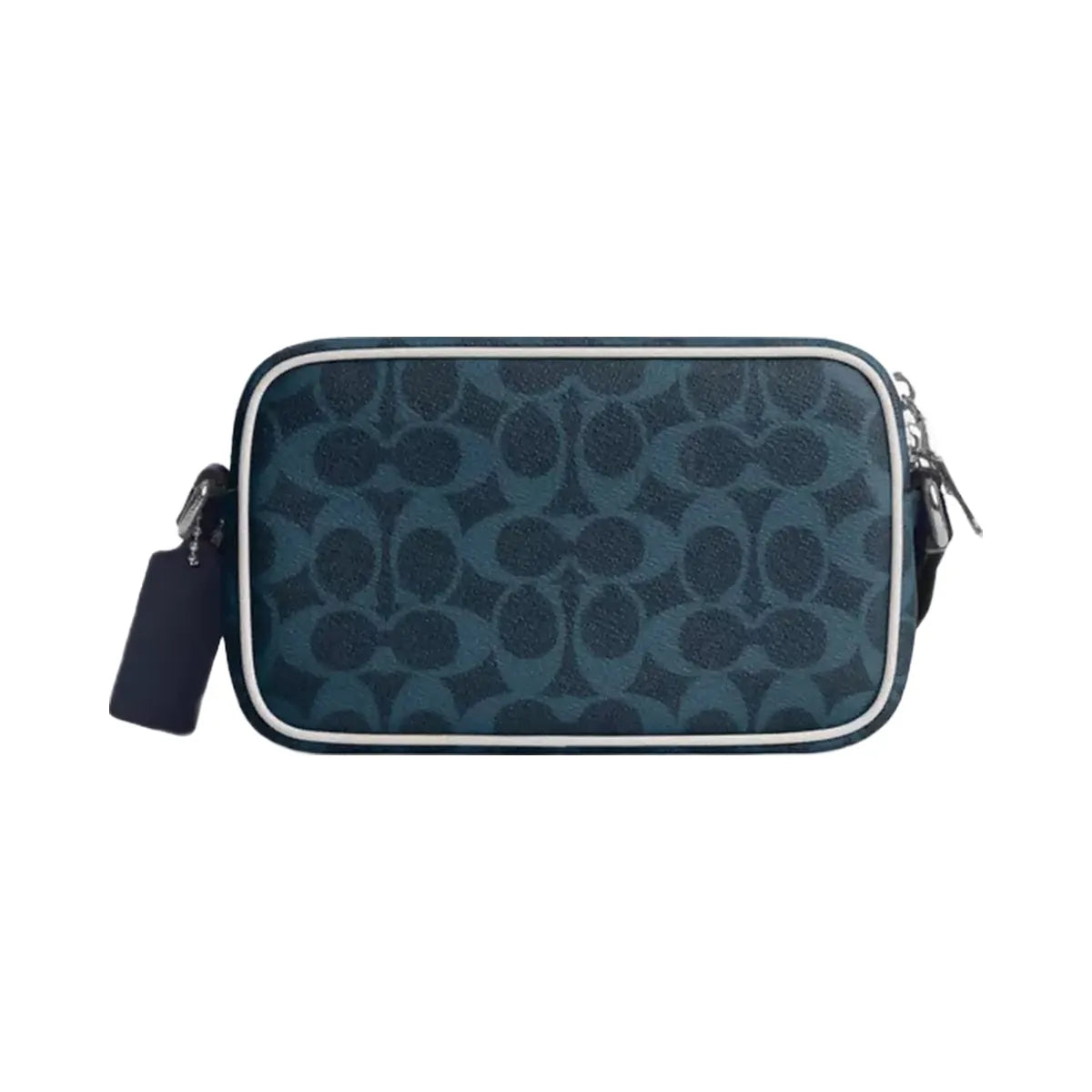 Coach Colton Crossbody Bag 19 In Signature Canvas With Coach Graphic in Silver Ink Blue